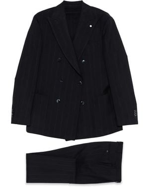 Luigi Bianchi Pinstripe Suit - Black