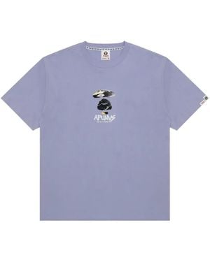 Aape By A Bathing Ape Ape Universe Graphic T-Shirt - Blue
