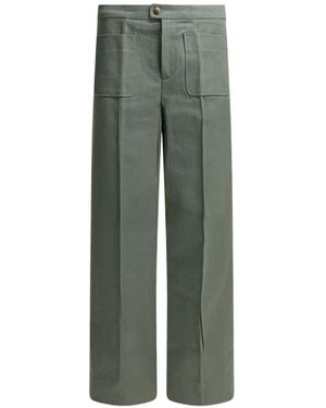Soeur Harry Patch-Pocket Wide-Leg Pants - Green
