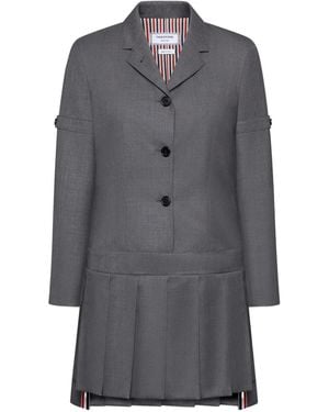 Thom Browne Twill Pleated Mini Dress - Grey