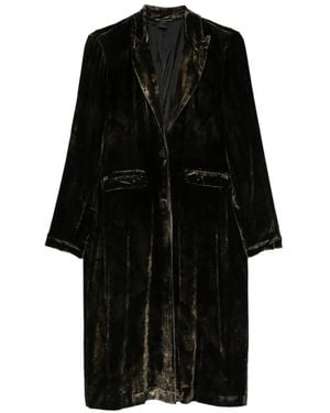 Avant Toi Velvet Single-Breasted Coat - Black