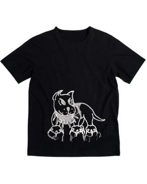 Chite' Camiseta con perro bordado - Negro