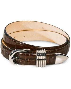 DEHANCHE Crocodile-Effect Leather Belt - Brown