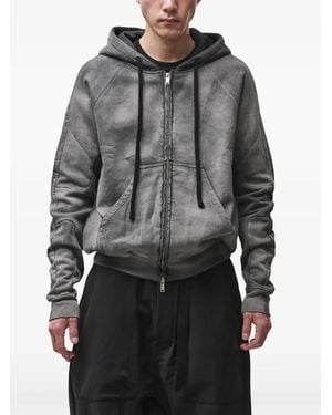 Thom Krom Stone-Wash Zip-Up Hoodie - Gray