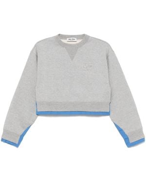 Miu Miu Sweatshirt Mit Logo-Patch - Grau