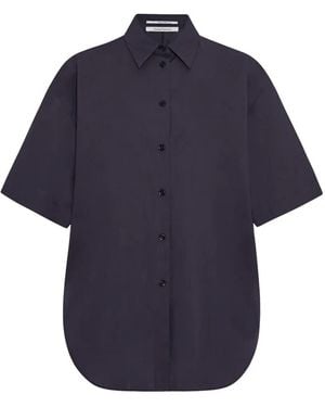 Another Tomorrow Short-Sleeve Poplin Shirt - Blue