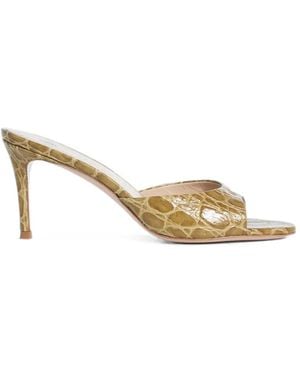 Roberto Festa Boa Crocodile-Embossed Leather Heeled Sandals - Metallic