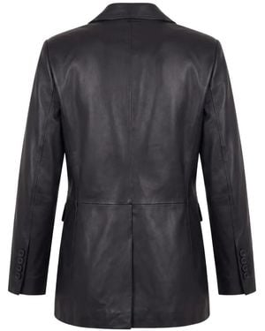 ANNAMARIAPALETTI Double-Breasted Leather Jacket - Blue