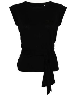 Vetements Strap-Detail Cap-Sleeves T-Shirt - Black