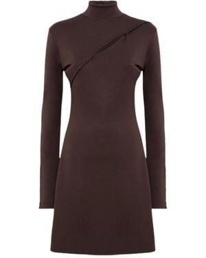 Blugirl Blumarine Button Cutout Jersey Dress - Brown