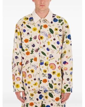 NAHMIAS Floral-Print Pocketed Shirt Jacket - Gray