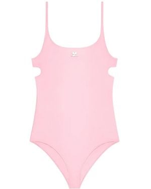 Courreges Logo-Embroidered Cut-Out Swimsuit - Pink