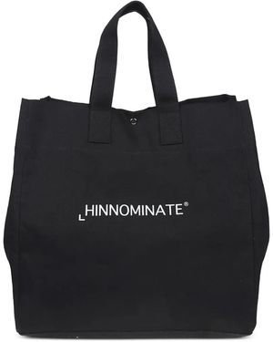 hinnominate Logo-Print Canvas Tote Bag - Black