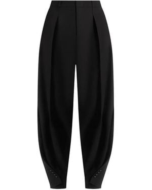 Manière De Voir Sophie Twist-Leg Wool Tailored Trousers - Black