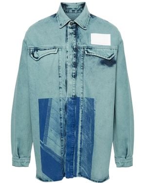 A_COLD_WALL* Abstract-Print Denim Shirt - Blue