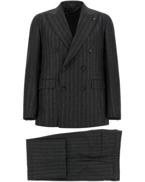 Tagliatore New York Pinstripe Double-Breasted Suit - Black