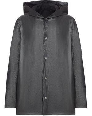 Rick Owens Waxed Leather Overshirt - Black
