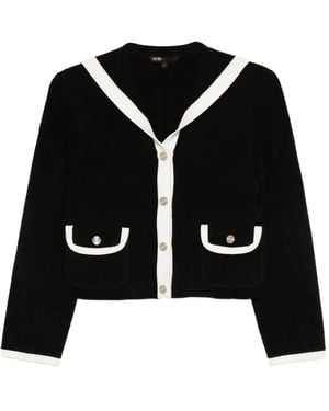 Maje Cardigan mit Kontrastbesatz - Schwarz