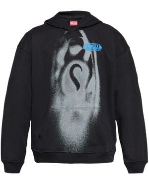 DIESEL Hoodie mit grafischem Print - Blau