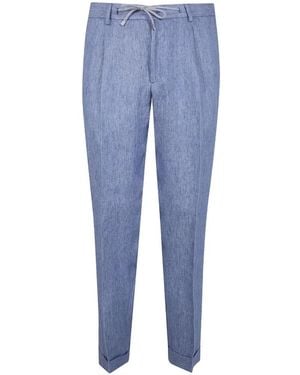 Barba Napoli Roma Pleated Trousers - Blue