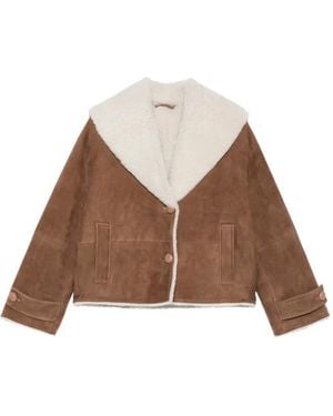 Manzoni 24 Shearling-Collar Suede Jacket - Brown