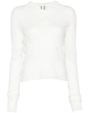 Rick Owens Long-Sleeve Semi-Sheer T-Shirt - White
