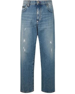 Philipp Plein Jeans Con Effetto Vissuto - Blu