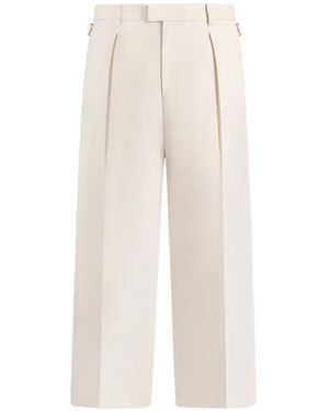 Manière De Voir Dorian Linen Pleated Tailored Trousers - Natural