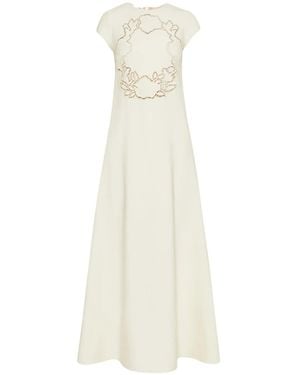 Oscar de la Renta Rose-Motif Cut-Out Maxi Dress - White