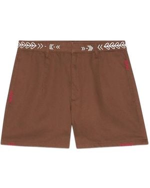 Ottod'Ame Embroidered-Waistband Shorts - Brown