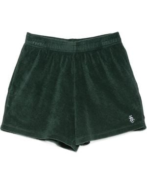 Sporty & Rich Src Logo-Embroidered Terrycloth Shorts - Green