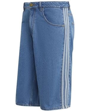 adidas Short En Jean À Rayures Latérales - Blue