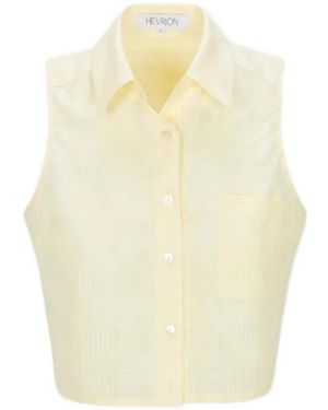 Hevron Katja Plaid-Pattern Sleeveless Shirt - White