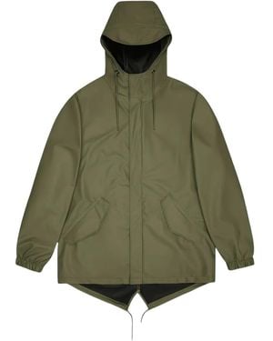 Rains Cappotto Fishtail Con Cappuccio - Verde