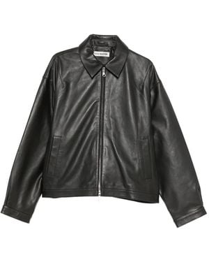 Cole Buxton Leather Zip-Up Jacket - Black