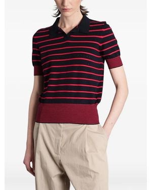 Magda Butrym Striped Pointelle-Knit Polo Shirt - Red