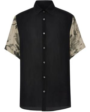 Maison Margiela Floral-Sleeves Shirt - Black