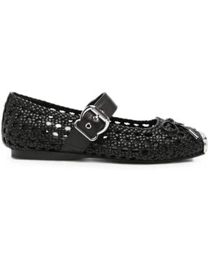 Cult Bow-Detail Ballet Flats - Black