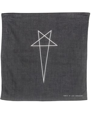Rick Owens Pentagram Logo-Print Scarf - Black