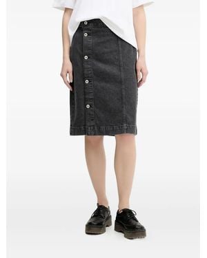 Karl Lagerfeld Button-Front Denim Skirt - Black
