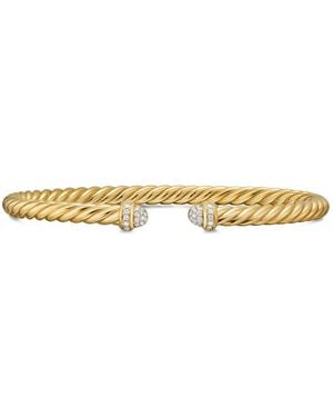 David Yurman 18K Cablespira Flex Diamond Bangle - Metallic