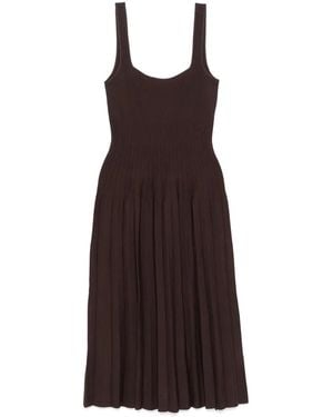 STAUD Ellison Pleated-Ribbed Midi Dress - Purple
