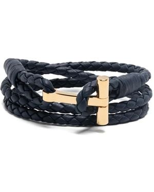 Tom Ford Braided leather bracelet - Azul