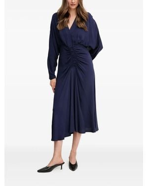 Sandro Ferrone Vestido Midi Con Diseño Fruncido - Azul