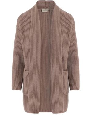 Bruno Manetti Patch Pocket Ribbed Knit Cardigan - Brown