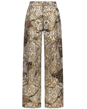 Roberto Cavalli Marble-Print Trousers - White