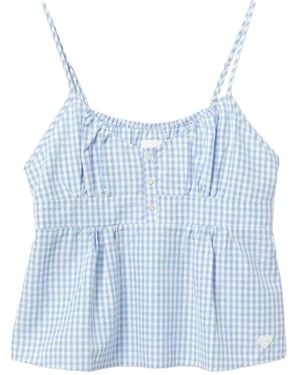 AAPE BY A BATHING AP Gingham-Check Peplum Top - Blue