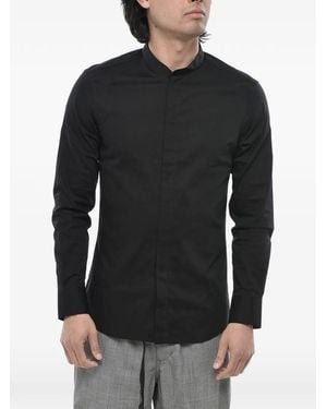 Paolo Pecora Camisa Con Cierre Oculto Y Cuello Mao - Negro