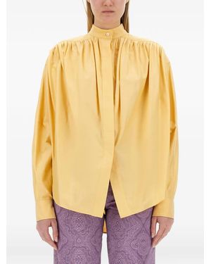 Etro Gathered Poplin Blouse - Yellow