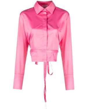 Patou Cut-Out Cropped Shirt - Pink